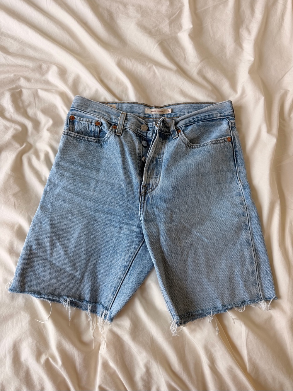 Levi’s Wedgie Long Jean Shorts Jorts